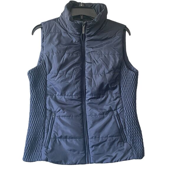 Liz Claiborne Jackets & Blazers - Liz Claiborne Puff Vest Top Women's Blue Zip Pockets Sleeveless Top SZ/M